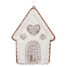 [6PR5331] Dekoration Anhänger Haus Weiß Braun 8x1x10 cm