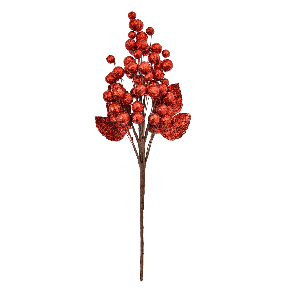 Branche de Décoration de Noël Rouge Marron 8x6x34 cm