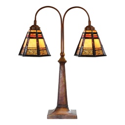 [5LL-6366] Table lamp Tiffany Brown 48x19x64 cm E27/max 2x60W