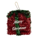 Décoration pendentif Boîte cadeau Rouge Vert 9x9x10 cm