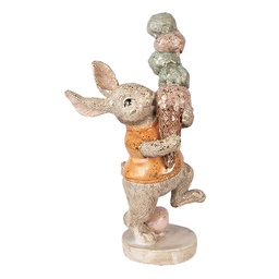 [6PR6034] Décoration Lapin avec glace Beige Orange 16x10x28 cm
