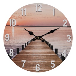 [6KL0761] Wall Clock Pink Brown Ø 34x4 cm / 1xAA