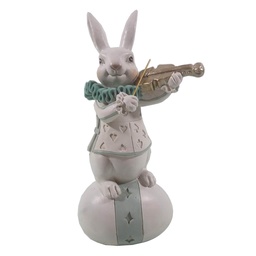 [6PR3157] Statua Decorativa Coniglio Bianco, Blu 8x7x17 cm