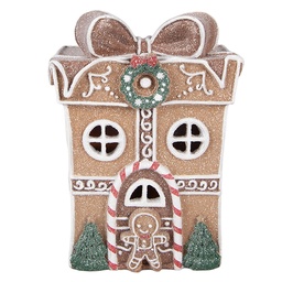 [6PR6254] Decorazione Casa con LED Marrone Bianco 12x9x16 cm / 2xAAA