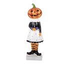 Statue Femme à Tête de Citrouille Blanc Orange 7x7x22 cm