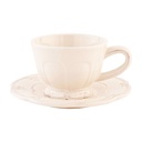 Cup and Saucer Beige 13x9x7 cm / Ø 15x2 cm / 150 ml