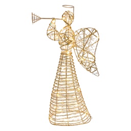 [66784] Decorazione Natalizia Angelo con LED Color oro 28x10x51 cm / 3xAA