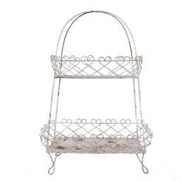 [5Y1238] Étagère 2 niveaux Blanc Marron 47x24x66 cm