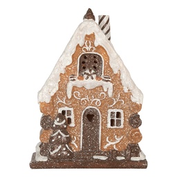 [6PR5823] Decoration House with LED Brown White 15x8x19 cm