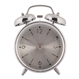 [6AC0036] Wecker Analog Silberfarbig 10x6x14 cm / 1xAA