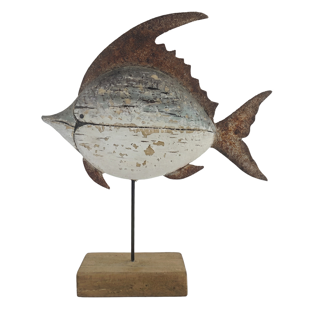Decoration Fish White Brown 25x7x29 cm