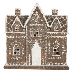 [6PR5814] Dekoration Haus mit LED Braun Weiß 26x10x25 cm