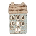 Porte-lampes de Noël Chalet Bleu Beige 8x7x15 cm