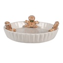Plat de service Blanc Marron Ø 23x3 / 7 cm