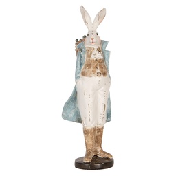 [6PR5156] Decorativa Coniglio Bianco Blu 13x12x38 cm