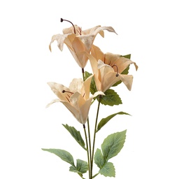 [6PL0337Y] Deko Ast mit Blumen Beige Grün 15x10x72 cm
