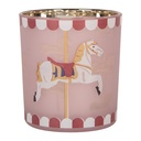 Tealight holder Pink White Ø 7x8 cm