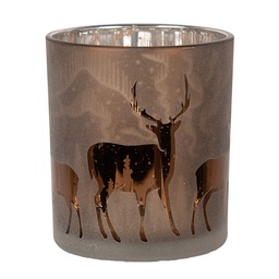 [6GL4660] Porta tealight Marrone Ø 7x8 cm