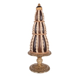 [6PR6129] Decoration cake Brown Gold colored Ø 21x56 cm