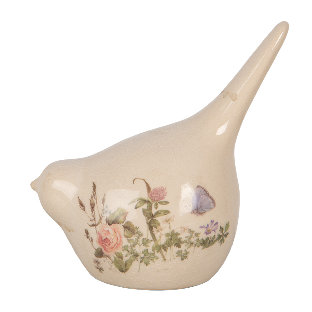 Décoration Oiseau Beige Rose 14x9x15 cm