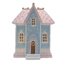 Dekoration Haus mit LED Blau Rosa 12x9x15 cm