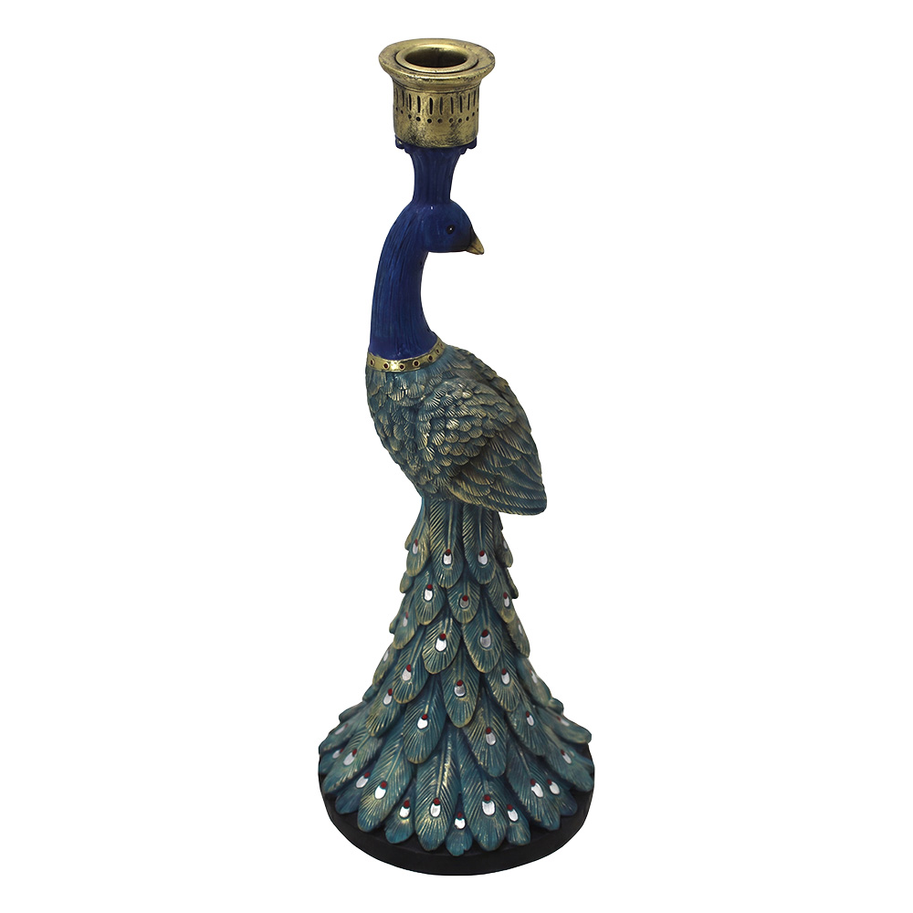 Portacandele Blu coleur oro 12x12x33 cm