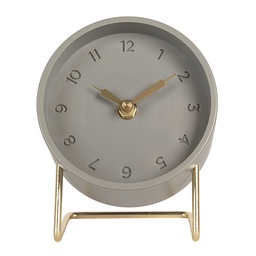 [6GBKL0002G] Table Clock Grey Gold colored 12x11x15 cm / 1xAA