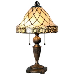 [5LL-5408] Lampe de table Tiffany Beige, Marron Ø 36x62 cm E27/max 2x60W