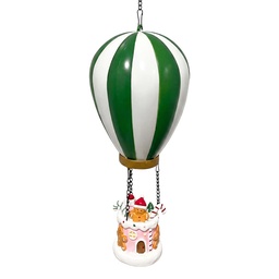 [6PR6503P] Decoration hot air balloon with LED Pink Green Ø 15x28 cm / 2xAAA