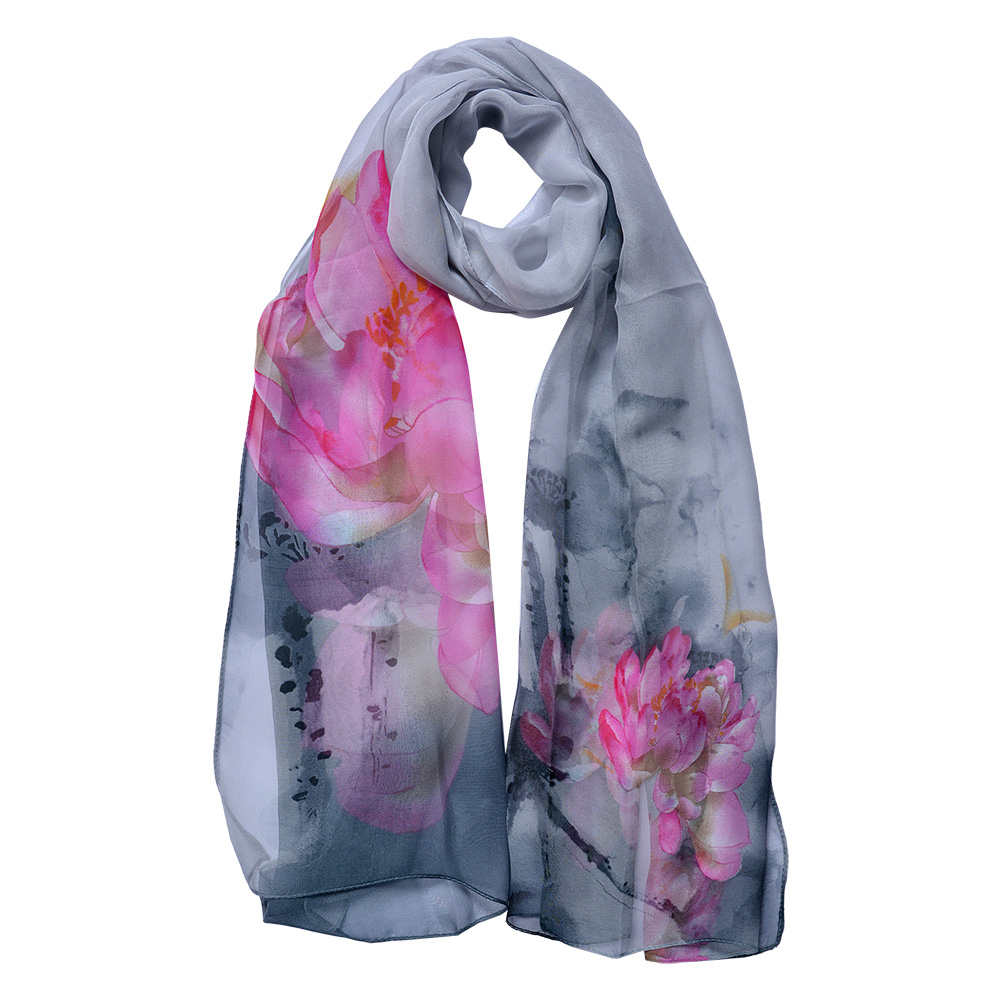 Schal Damen Muster Grau 50x160 cm