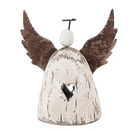 [6H2419S] Christmas Decoration Angel White Brown 11x5x11 cm