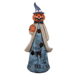 [6PR6331] Decoratie vrouw met pompoenhoofd met LED 10x8x23 cm