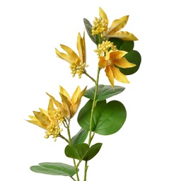[5PL0116Y] Deko Ast mit Blumen Gelb Grün 18x10x80 cm
