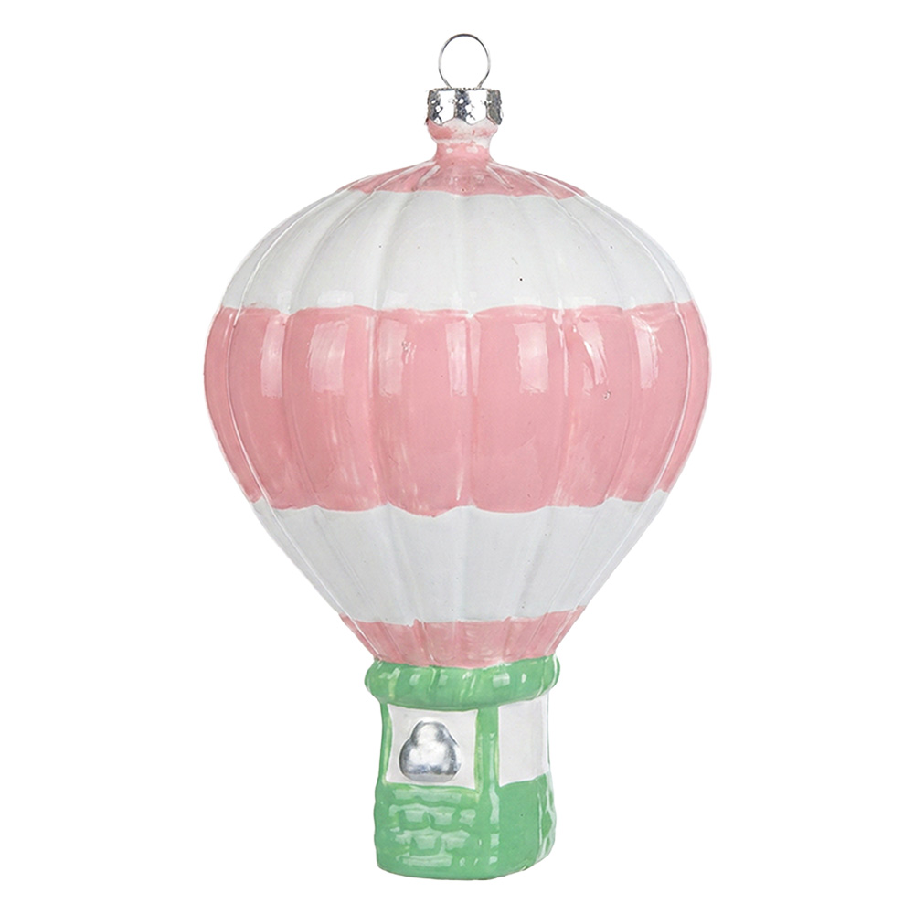 Christmas Bauble White Pink Ø 8x13 cm