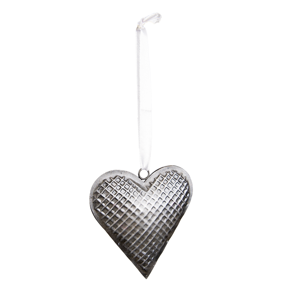 Décoration pendentif coeur Gris 10x2x10 cm