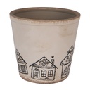 Vaso Porta Pianta Beige Nero Ø 21x20 cm