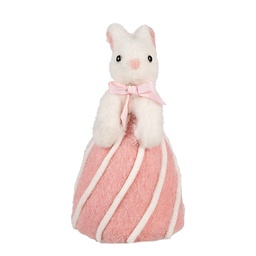 [65941] Deko Kaninchen Weiß Rosa Ø 12x21 cm