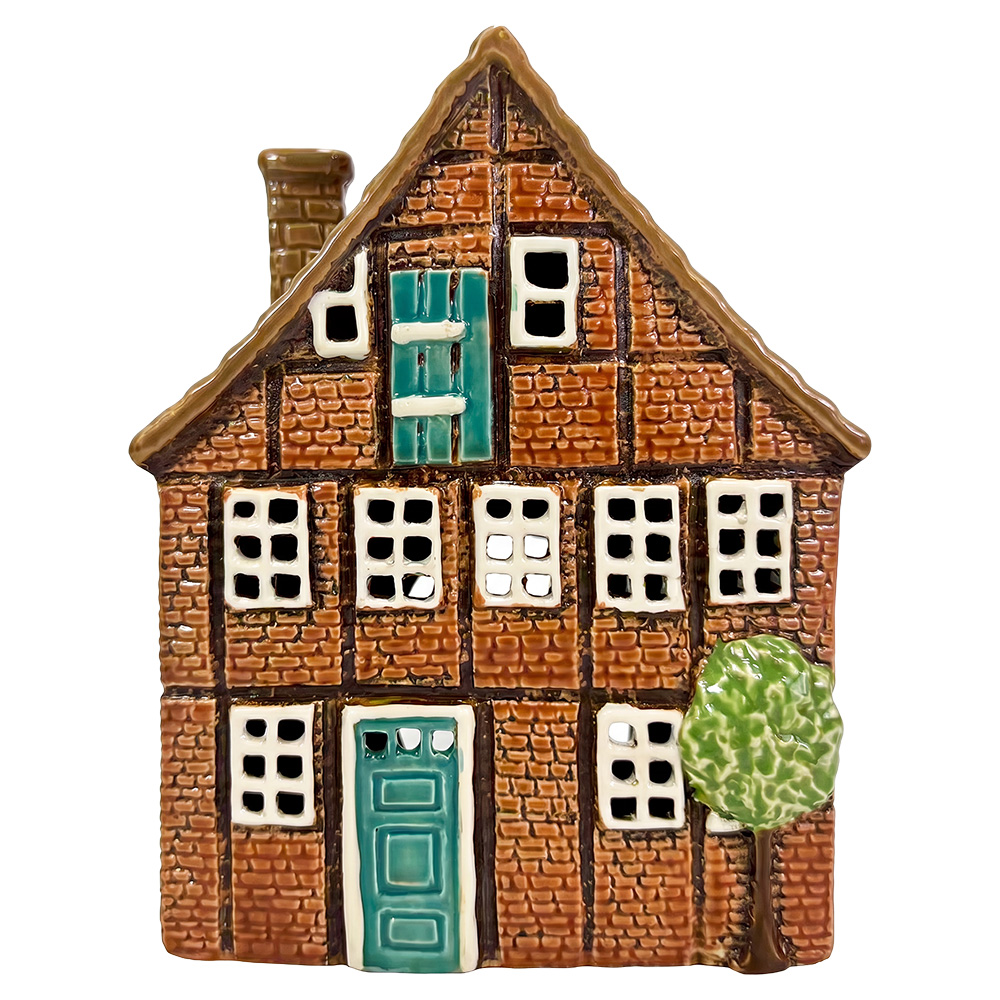 Porte-lampes de Noël chalet Marron Beige 16x9x20 cm