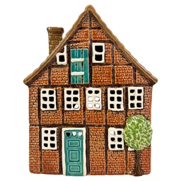 [6CE2544] Kerzenhalter Weihnachten Häuschen Braun Beige 16x9x20 cm