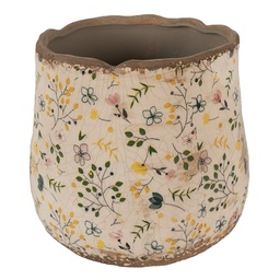 [6CE1610L] Vaso Porta Pianta Beige Giallo Ø 21x19 cm