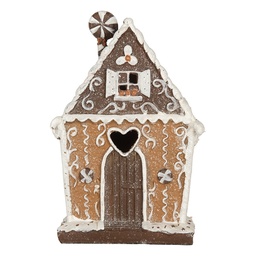 [6PR5822] Dekoration Haus mit LED Braun Weiß 14x9x21 cm