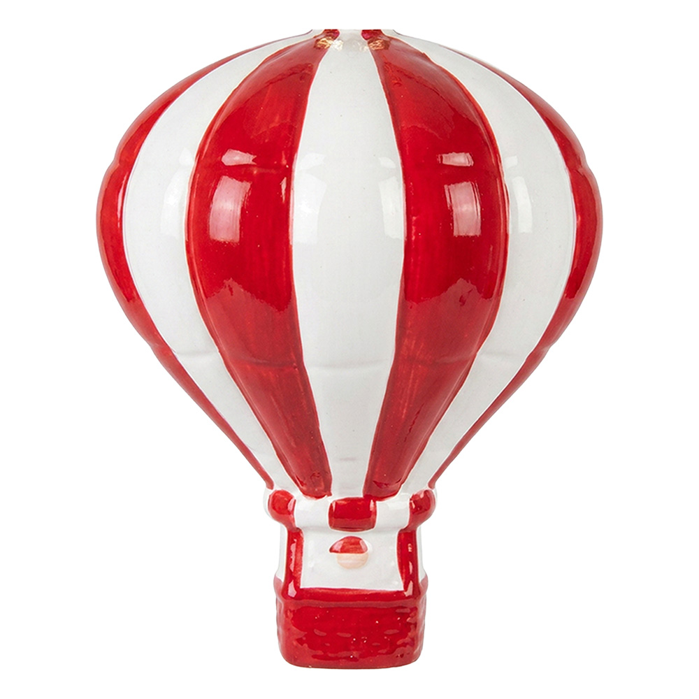 Christmas Bauble White Red Ø 8x13 cm