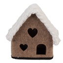 Maison en Feutre Marron Blanc 13x10x13 cm