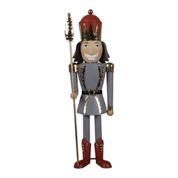 [6Y5608] Deko Nussknacker Grau Rot 12x9x36 cm