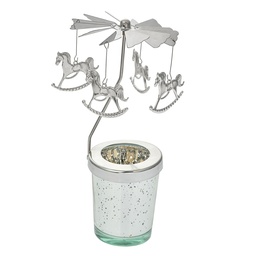 [66081] Carrousel de bougies chauffe-plat Couleur argent Ø 8x17 cm