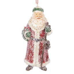 [6PR5708] Dekoration Anhänger Weihnachtsmann Rot Weiß 5x4x12 cm