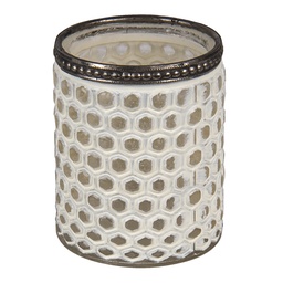 [6GL3339] Portacandele in Vetro Bianco Ø 7x8 cm