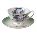 Tasse et soucoupe Vert, Blanc 12x10x6 cm / Ø 15x2 cm / 200 ml