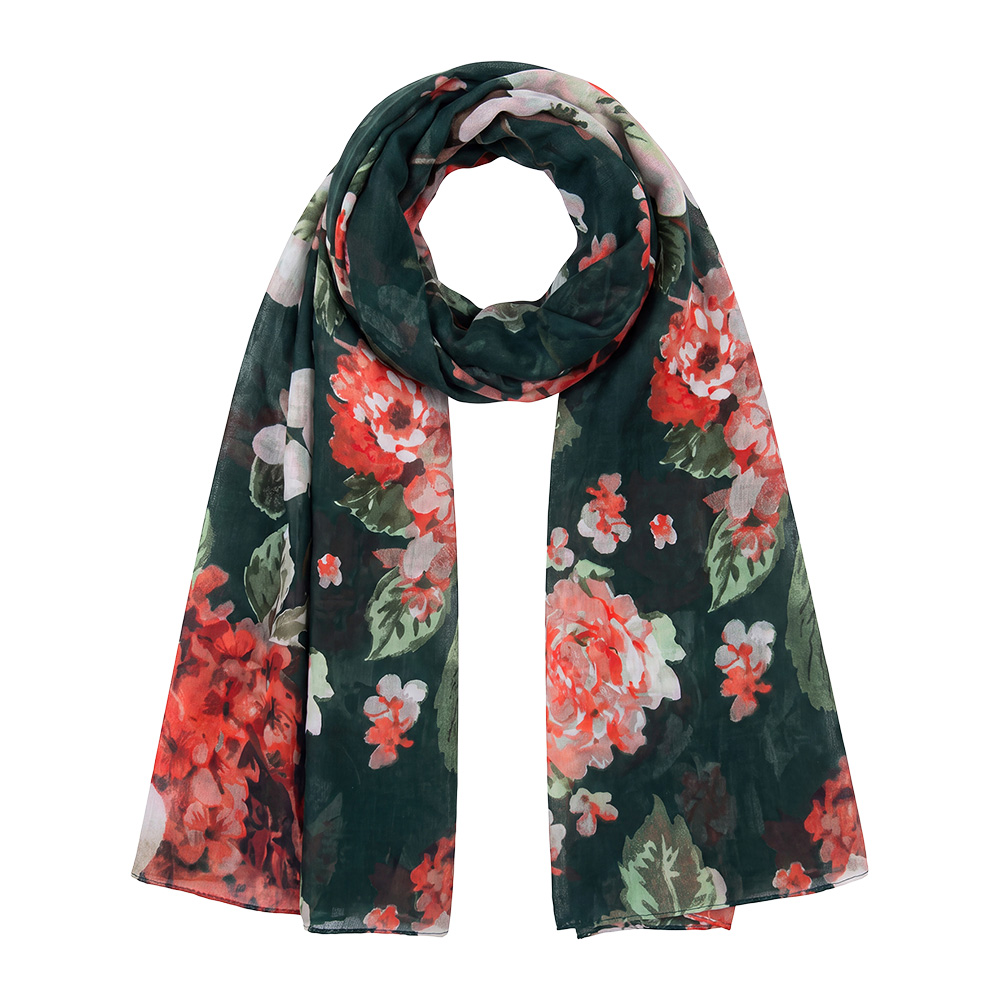 Scarf Women Print Green 85x180 cm