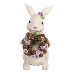 [6PR5961] Dekoration Kaninchen Weiß Braun 17x16x30 cm